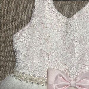 American Princess Pink Lace Dress with Pearl Detail